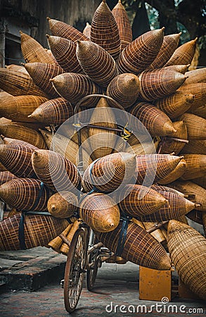 Fish trap equipment for fishermen make from Thu Sy Village, Vietnam Stock Photo