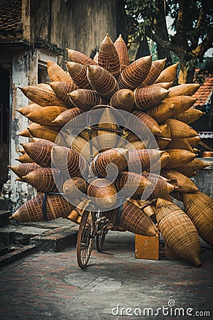 Fish trap equipment for fishermen make from Thu Sy Village, Vietnam Stock Photo