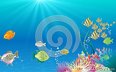 Fish under water Vector Illustration