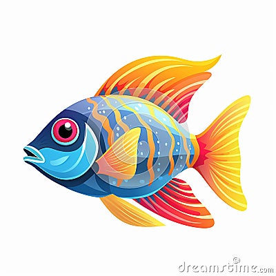 Fish vector art northern pike silhouette color goldfish aquarium blue fish color tetra yellow tail guppy cuisine Vector Illustration