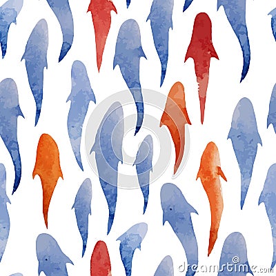 Fish watercolor pattern background wallpaper Vector Illustration