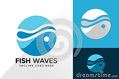 Fish Waves Logo Design, Brand Identity Logos Designs Vector Illustration Template Vector Illustration