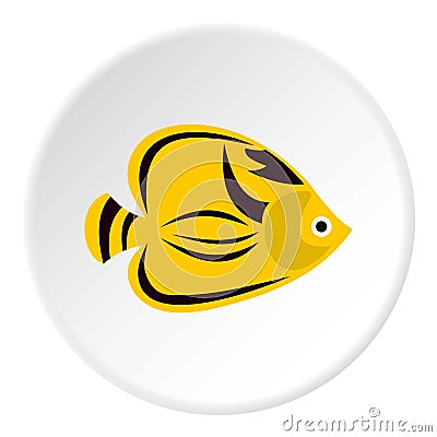 Fish yellow tang icon, flat style Cartoon Illustration