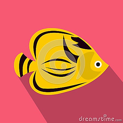 Fish yellow tang icon, flat style Vector Illustration