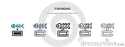 Fishbone icon in different style vector illustration. two colored and black fishbone vector icons designed in filled, outline, Vector Illustration