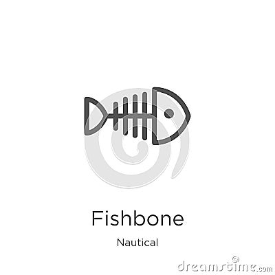 fishbone icon vector from nautical collection. Thin line fishbone outline icon vector illustration. Outline, thin line fishbone Vector Illustration