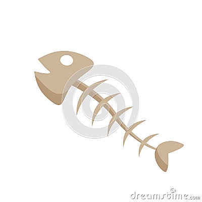 Fishbone icon isolated on white background, clip art fish skeleton, illustration flat lay fishbone, dead fish, fishbone for logo Vector Illustration