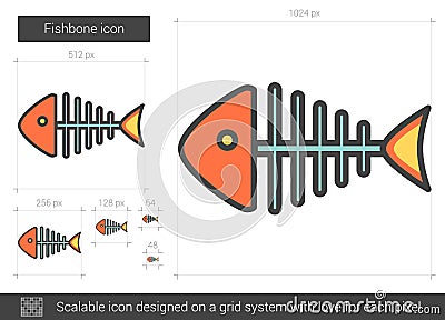 Fishbone line icon. Vector Illustration