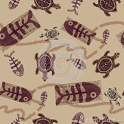 Fishbone & Turtle design Stock Photo