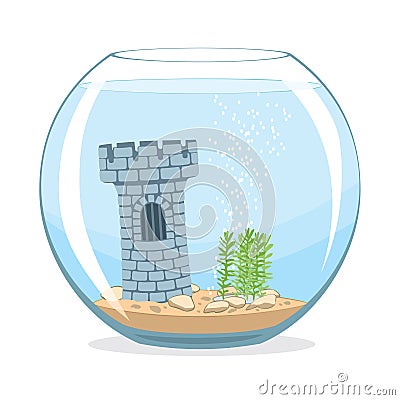 Fishbowl aquarium Vector Illustration