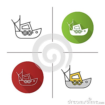 Fisher boat icon Vector Illustration