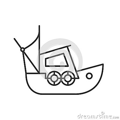 Fisher boat linear icon Vector Illustration
