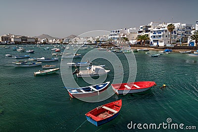 Fisher boats in Arrecife, Lanzarote Editorial Stock Photo