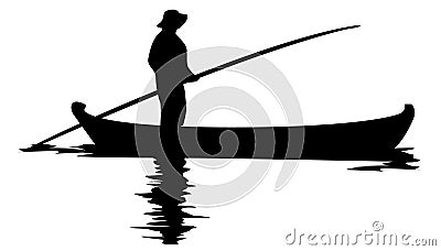 Fisher Man in boat Vector Illustration