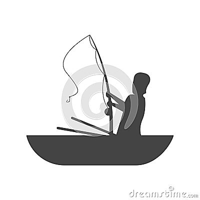 fisher silhouette icon Vector Illustration