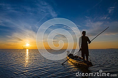 Fisherman with beautiful sunrise Editorial Stock Photo