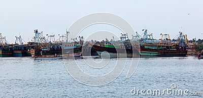 The fisherman big boats waiting for the fishermen. Editorial Stock Photo
