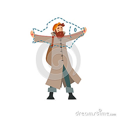 Fisherman Boasting About Size of Caught Fish, Fishman Spreading His Arms Out to Sides Vector Illustration Vector Illustration