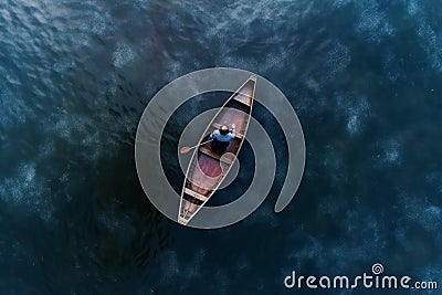 Fisherman boat lake. Generate Ai Stock Photo