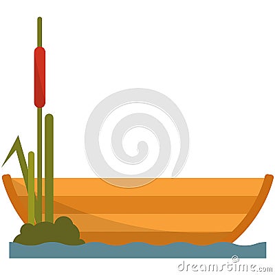 Fisherman boat on lake or river vector illustration on white Vector Illustration