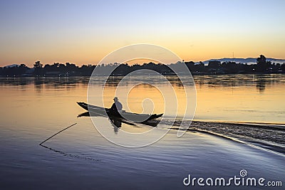 Fisherman boat on Mekong river , Thailand. Stock Photo