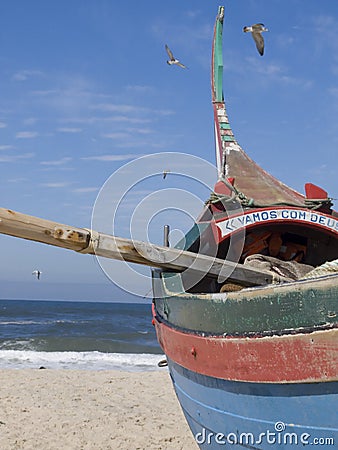 Fisherman boat on the sand Stock Photo