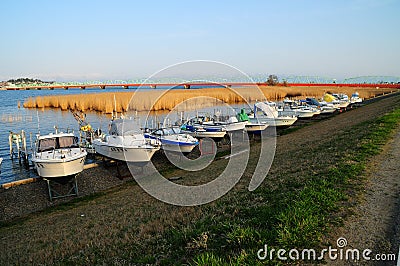 Fisherman Boats Higashi ward, Niigata Editorial Stock Photo