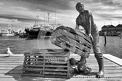 Fisherman, Fishing Harbour, Fremantle, Australia Editorial Stock Photo