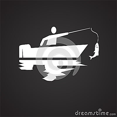 Fisherman icon on black background for graphic and web design, Modern simple vector sign. Internet concept. Trendy symbol for Vector Illustration