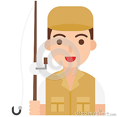 Fisherman icon, profession and job vector illustration Vector Illustration