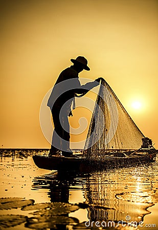 Fisherman of Lake Stock Photo