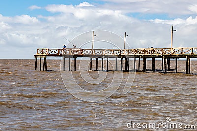 Fisherman pier in Lagoa do Patos lake Stock Photo