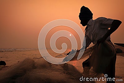 Fisherman in Puri, Odisha, India Editorial Stock Photo