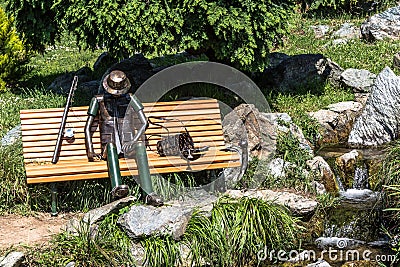 Fisherman resting on a bench, Turin, Italy Editorial Stock Photo