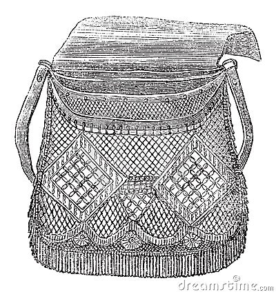 Fisherman`s Bag, vintage engraving Vector Illustration