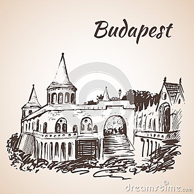 Fisherman's Bastion - Budapest, Hungary Vector Illustration