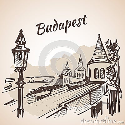 Fisherman's Bastion - Budapest, Hungary Vector Illustration