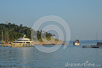 Fisherman`s Wharf of Makarska city. Adriatic Sea coast, Dalmatia, Croatia Editorial Stock Photo