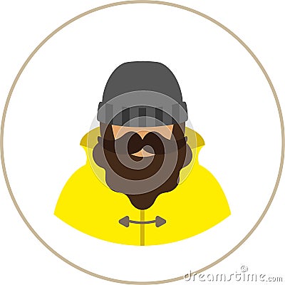 Fisherman/sailor face flat icon - Vector Illustration