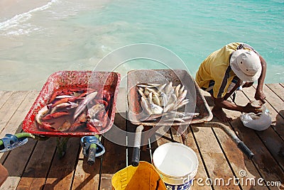 Fisherman at Santa Maria - Sal Island - Cape Verde Stock Photo