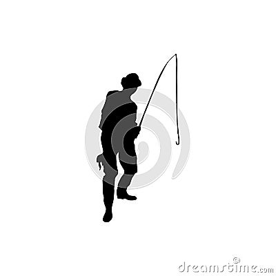 Fisherman silhouette black Vector Illustration