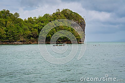 Fisherman on the small boat fishing Stock Photo