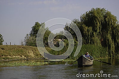 Fisherman at Sulina Danube Delta Editorial Stock Photo