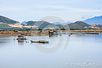 Fisherman at Tac river, Nha Trang, Khanh Hoa, Vietnam Stock Photo