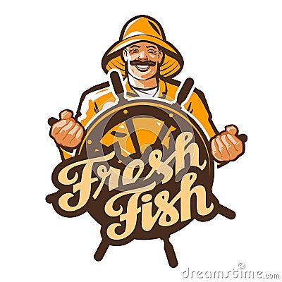 Fisherman vector logo. fisher, angler, fishing icon Vector Illustration