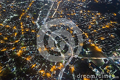 Fisherman village aerial view in Bintan island, Indonesia Stock Photo