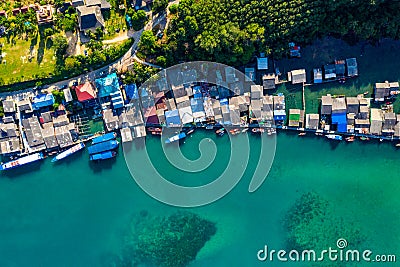 Fisherman village from the bird eye view at Koh Kood, Southeast of Thailand Stock Photo