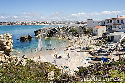 Fishermen beach, Baleal, Peniche, Portugal Editorial Stock Photo