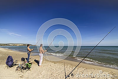 Fishermen on the Black Sea coast Editorial Stock Photo