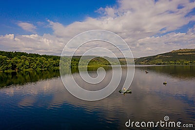 Fishermen on board a fishing boat at sunset, Fisherman life style Stock Photo